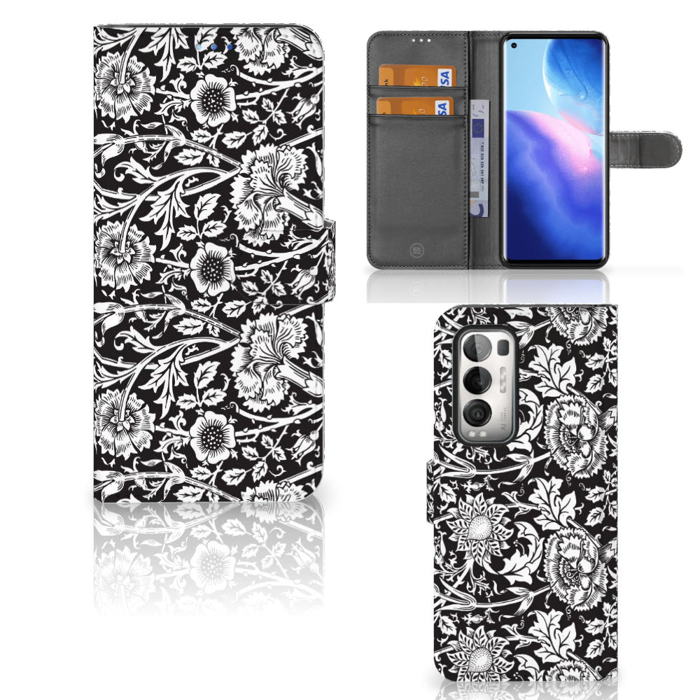OPPO Find X3 Neo 5G Hoesje Black Flowers