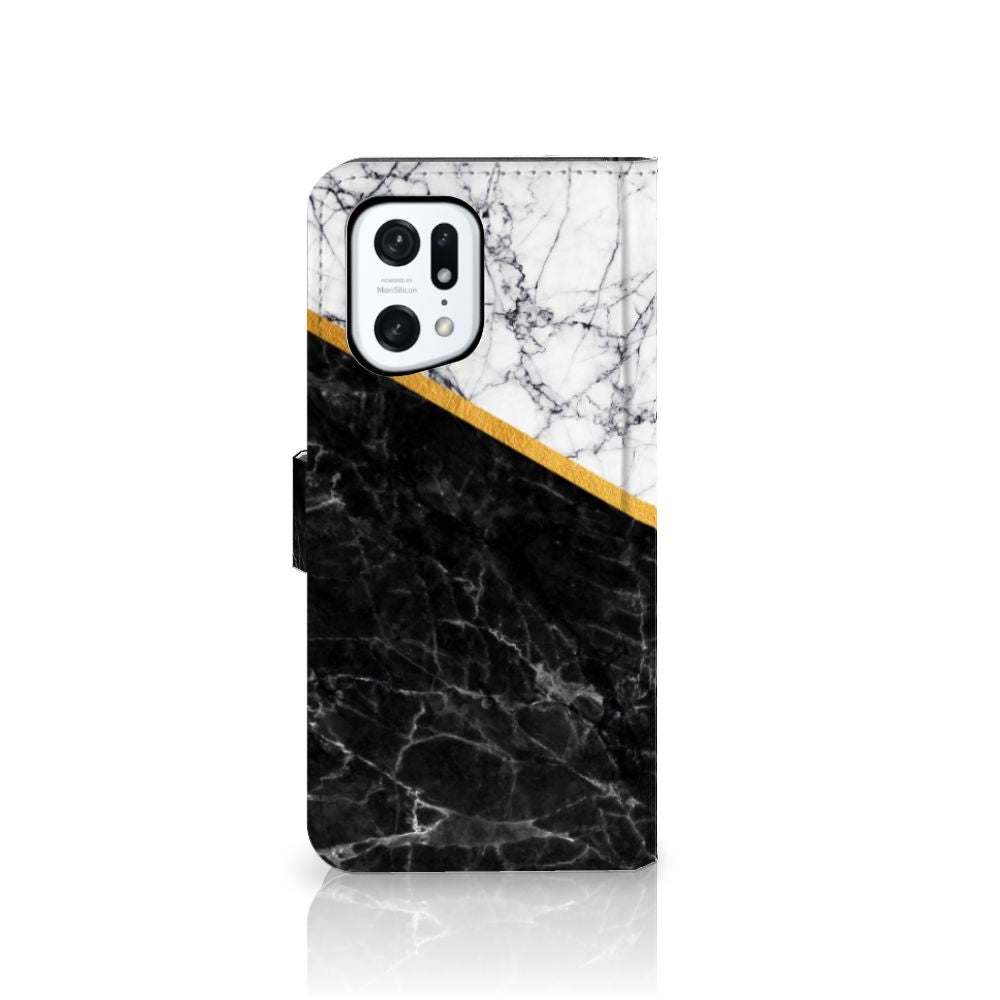 OPPO Find X5 Pro Bookcase Marmer Wit Zwart - Origineel Cadeau Man