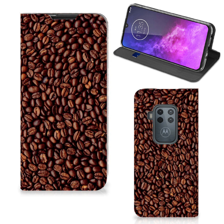 Motorola One Zoom Flip Style Cover Koffiebonen