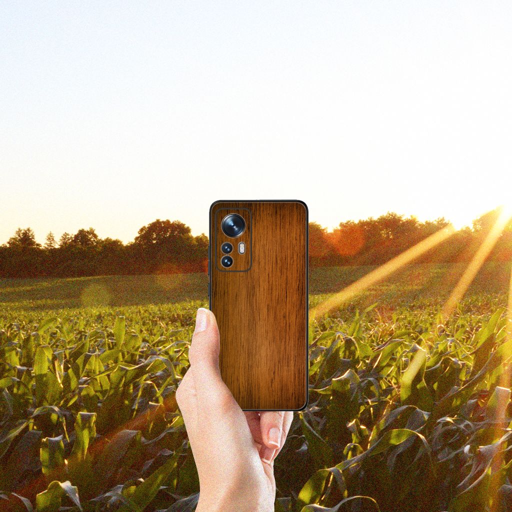 Xiaomi 12 | 12X Houten Print Telefoonhoesje Donker Hout B2C Telecom