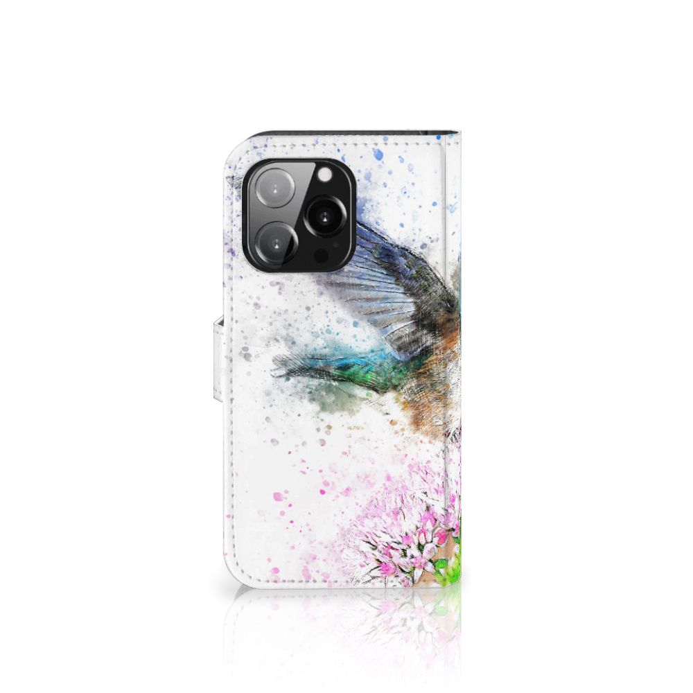 Hoesje iPhone 13 Pro Vogel met kleurrijke kolibrie en bloemdesign 🌺