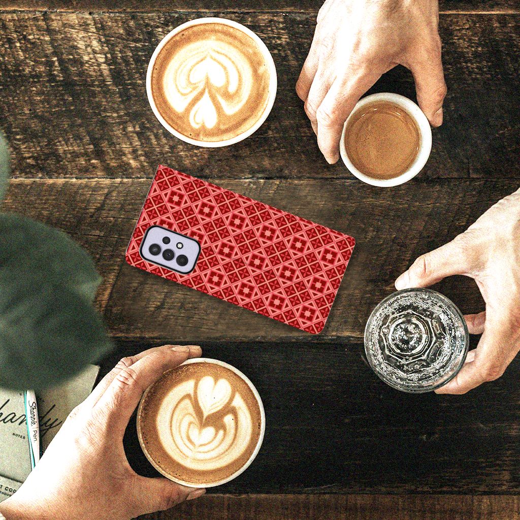 Samsung Galaxy A33 5G Hoesje met Magneet Batik Rood - B2C Telecom
