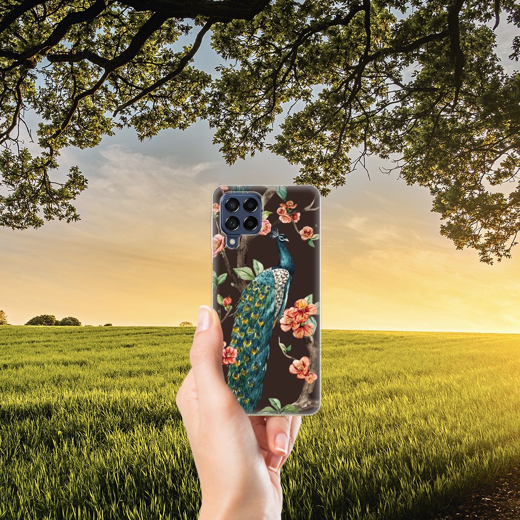 Samsung Galaxy M53 TPU Hoesje Pauw met Bloemen