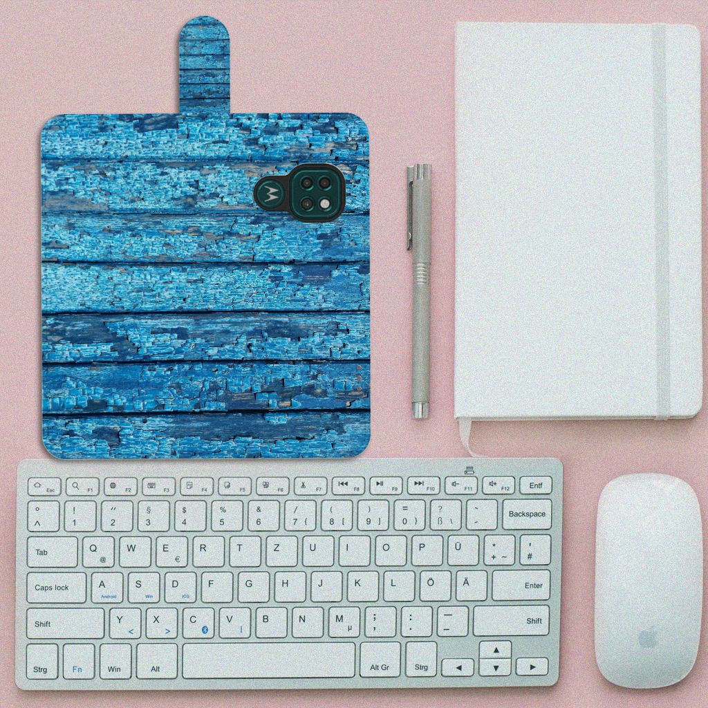 Motorola Moto G9 Play | E7 Plus Book Style Case Wood Blue