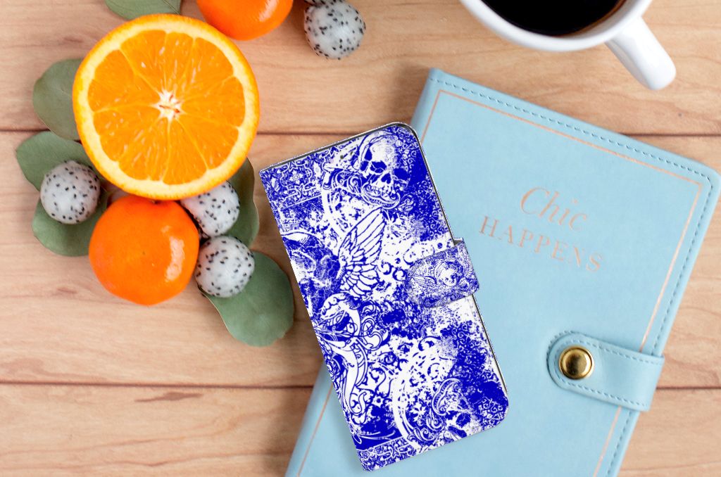 Telefoonhoesje met Naam Samsung Galaxy A32 4G Angel Skull Blauw