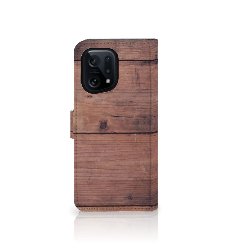 OPPO Find X5 Book Style Case Old Wood