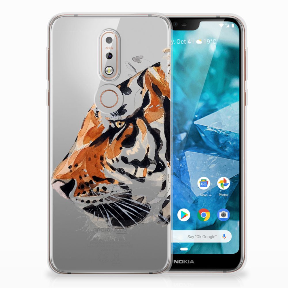 Hoesje maken Nokia 7.1 Watercolor Tiger