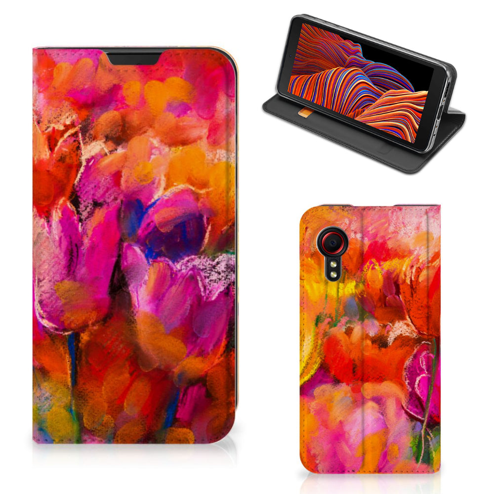 Bookcase Samsung Galaxy Xcover 5 Tulips