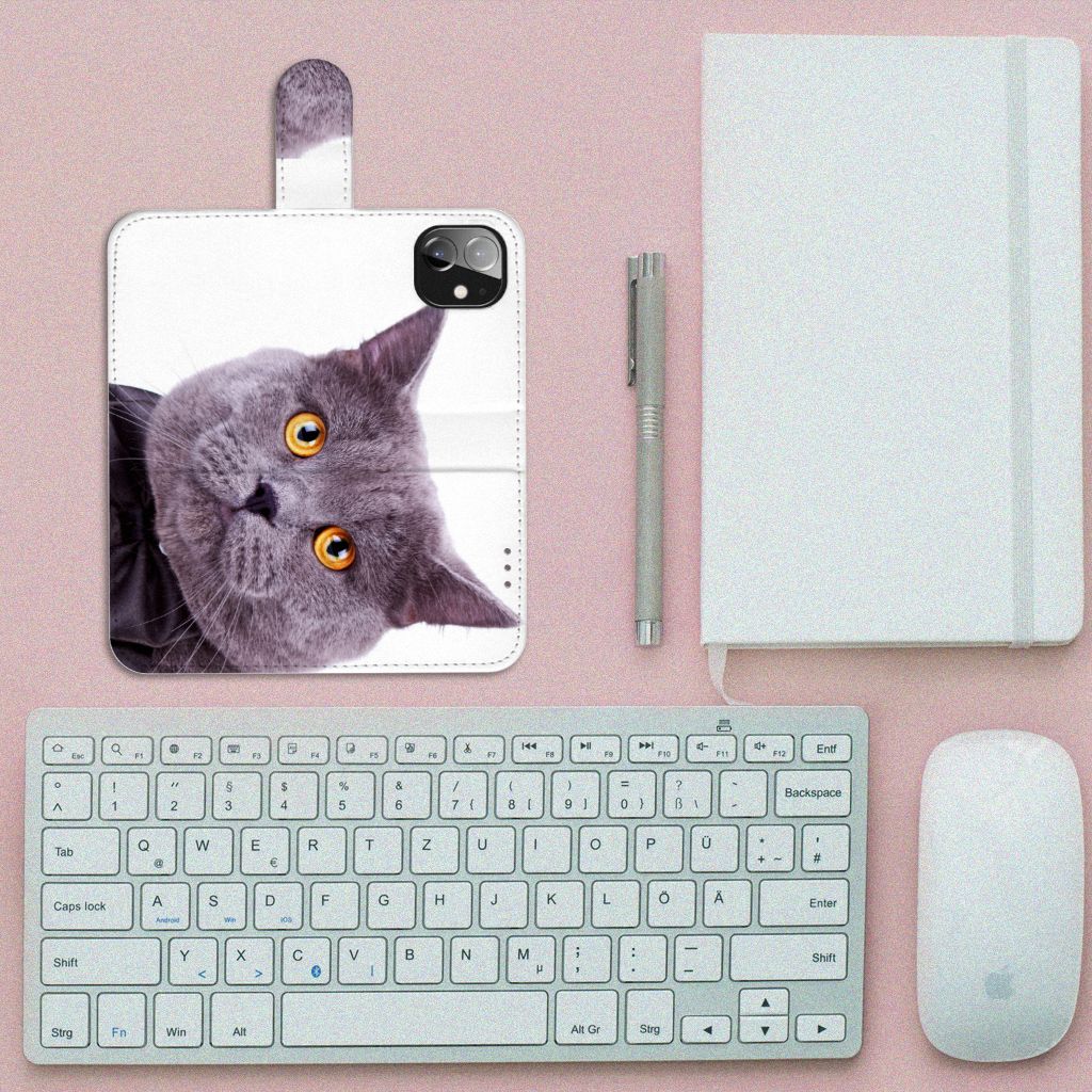 Apple iPhone 12 Mini Telefoonhoesje met Pasjes Kat