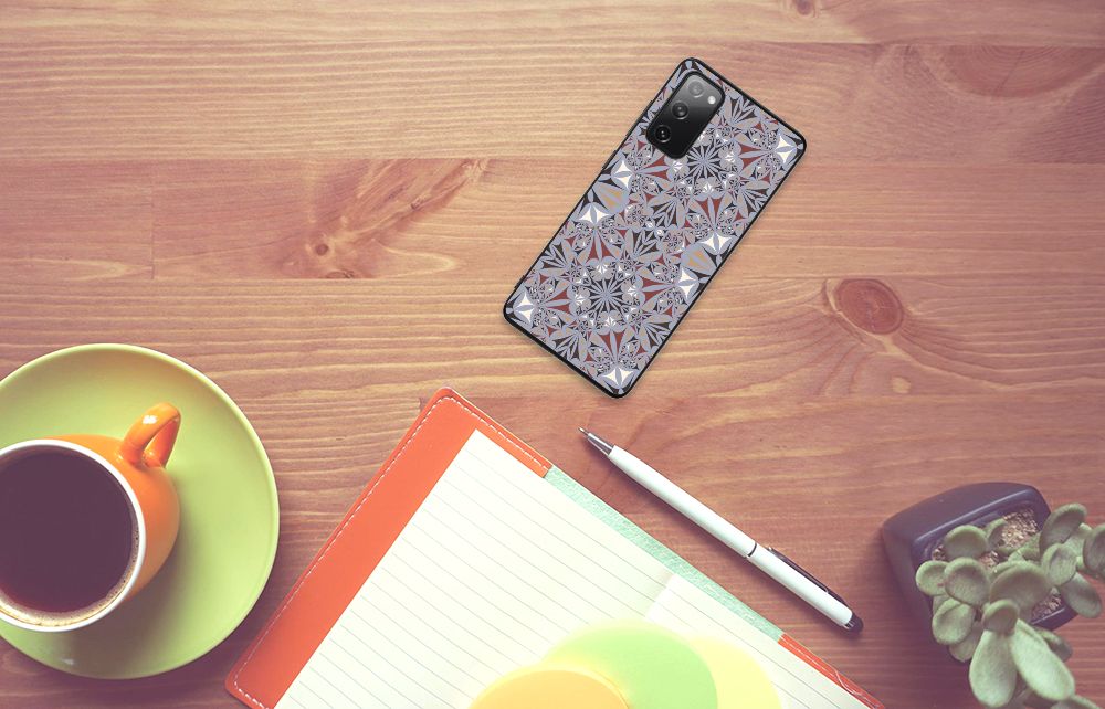 Samsung Galaxy S20 FE Marmeren Print Telefoonhoesje Flower Tiles B2C Telecom
