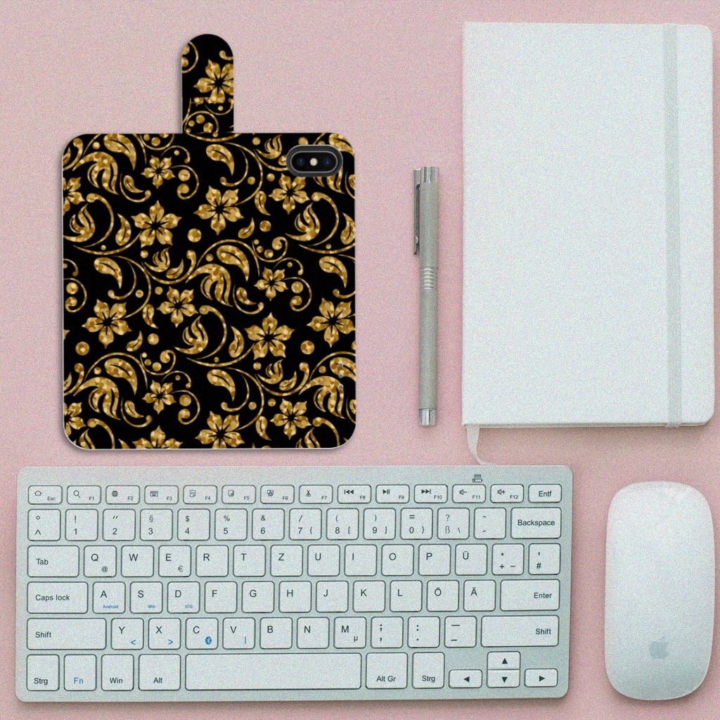 Apple iPhone X | Xs Hoesje Gouden Bloemen
