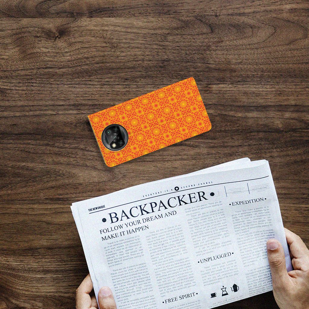 Xiaomi Poco X3 Pro | Poco X3 Hoesje met Magneet Batik Oranje - B2C Telecom
