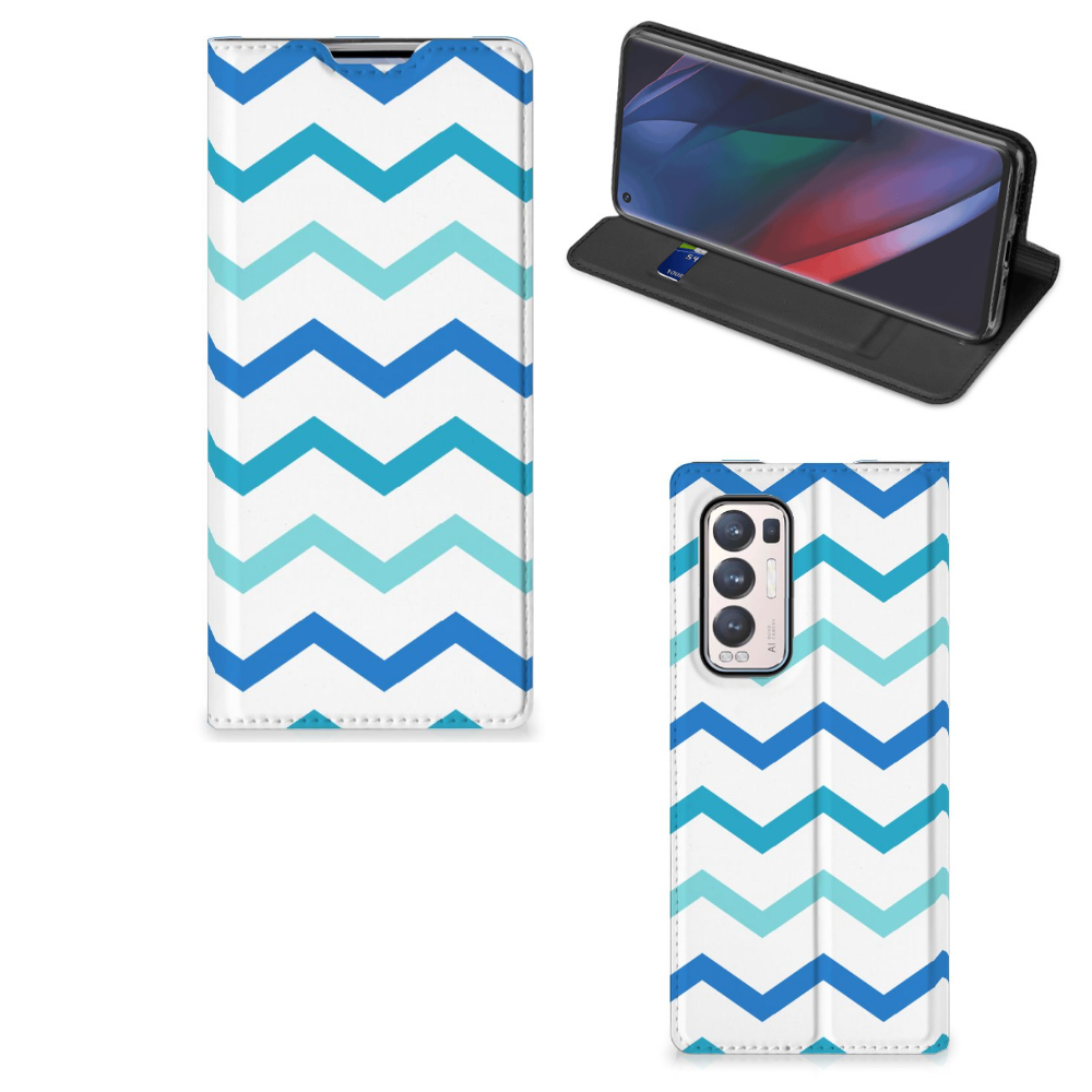 OPPO Find X3 Neo Hoesje met Magneet Zigzag Blauw - B2C Telecom
