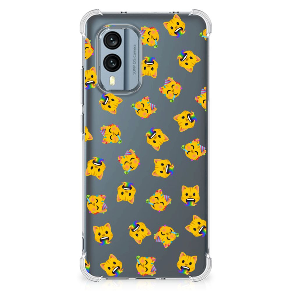 Doorzichtige Silicone Hoesje voor Nokia X30 Katten Emojis