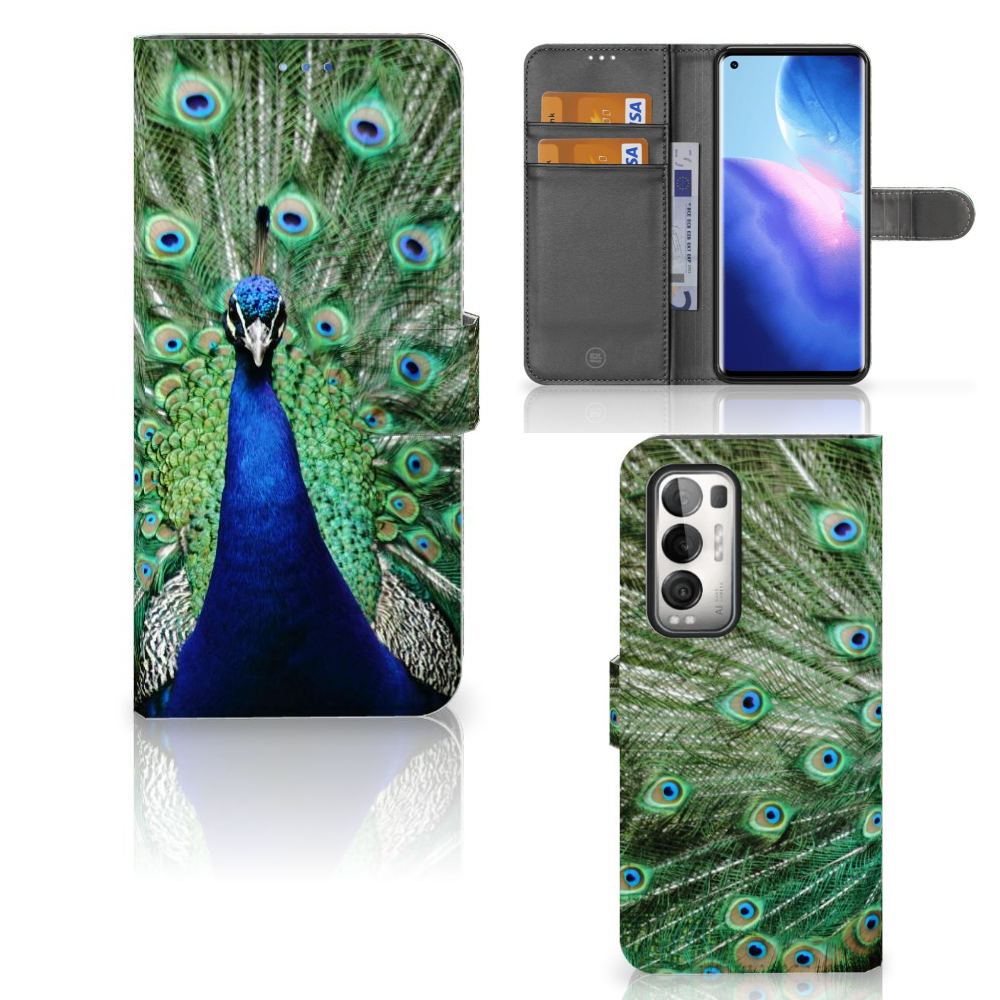 OPPO Find X3 Neo 5G Telefoonhoesje met Pasjes Pauw