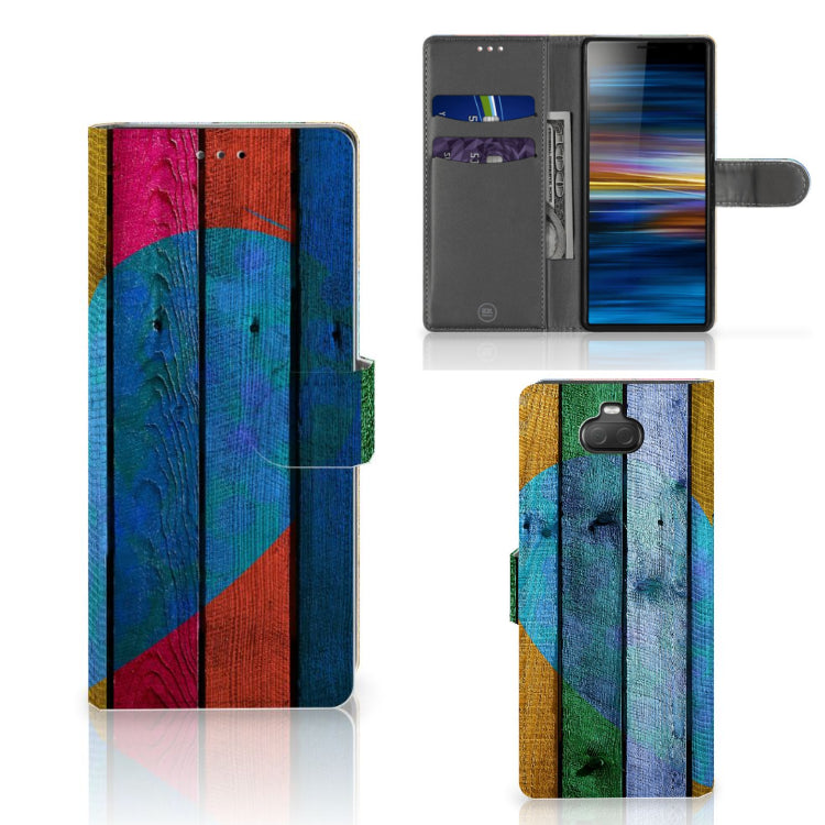 Sony Xperia 10 Book Style Case Wood Heart - Cadeau voor je Vriend