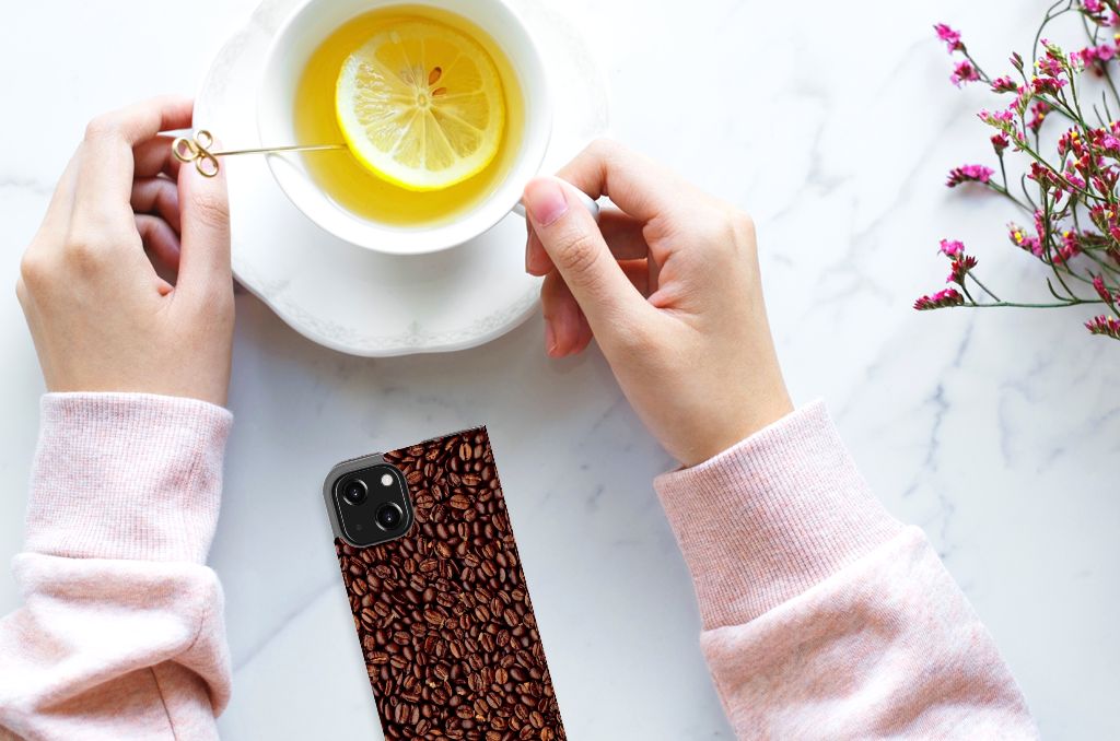 iPhone 13 Mini Flip Style Cover Koffiebonen - B2C Telecom