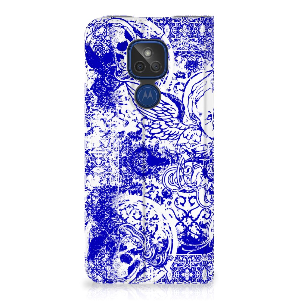 Mobiel BookCase Motorola Moto G9 Play Angel Skull Blauw - B2C Telecom