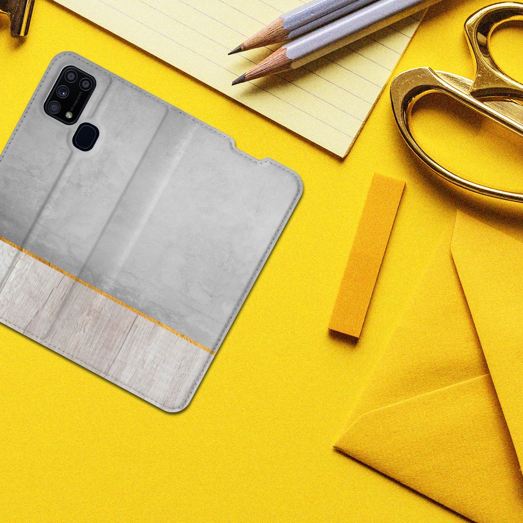 Samsung Galaxy M31 Book Wallet Case Wood Concrete - B2C Telecom