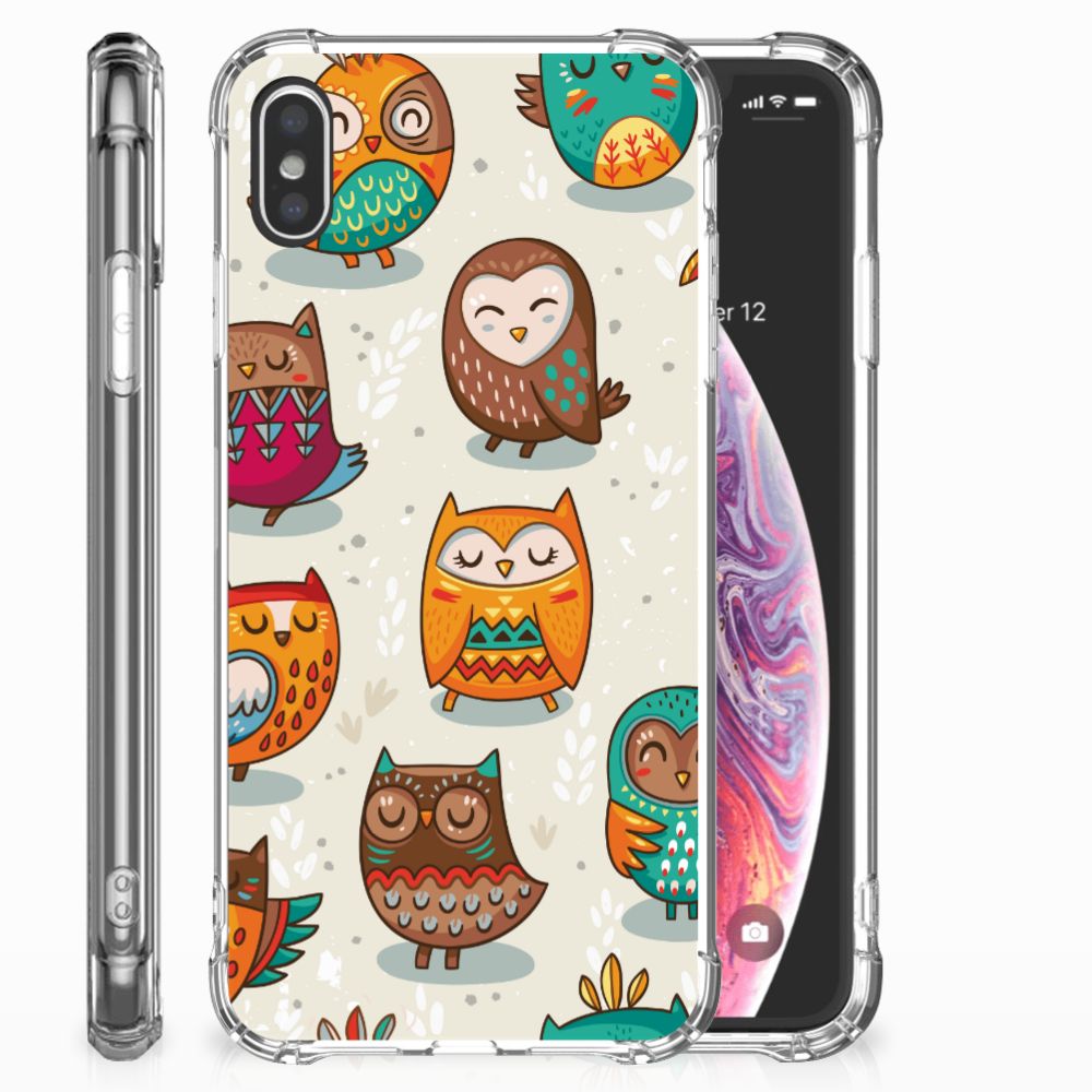 Apple iPhone Xs Max Case Anti-shock Vrolijke Uilen