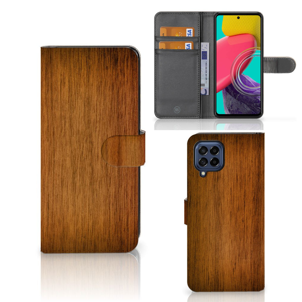 Samsung Galaxy M53 Book Style Case Donker Hout