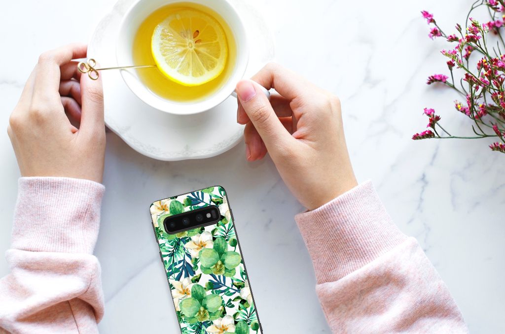 Samsung Galaxy S10 Skin Case Orchidee Groen B2C Telecom