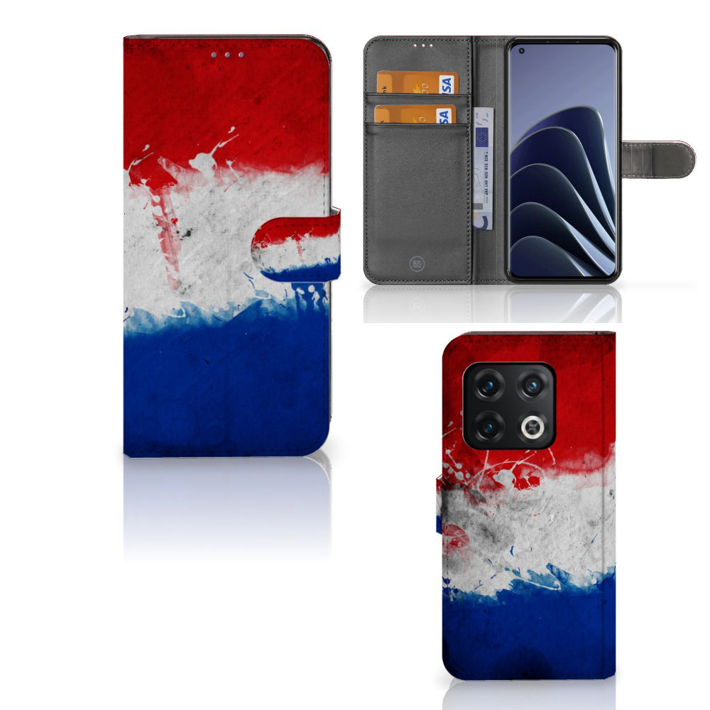OnePlus 10 Pro Bookstyle Case Nederland met pasjes en Nederlandse vlag design.
