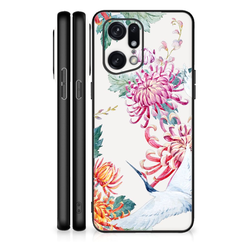 OPPO Find X5 Pro Dierenprint Telefoonhoesje Bird Flowers