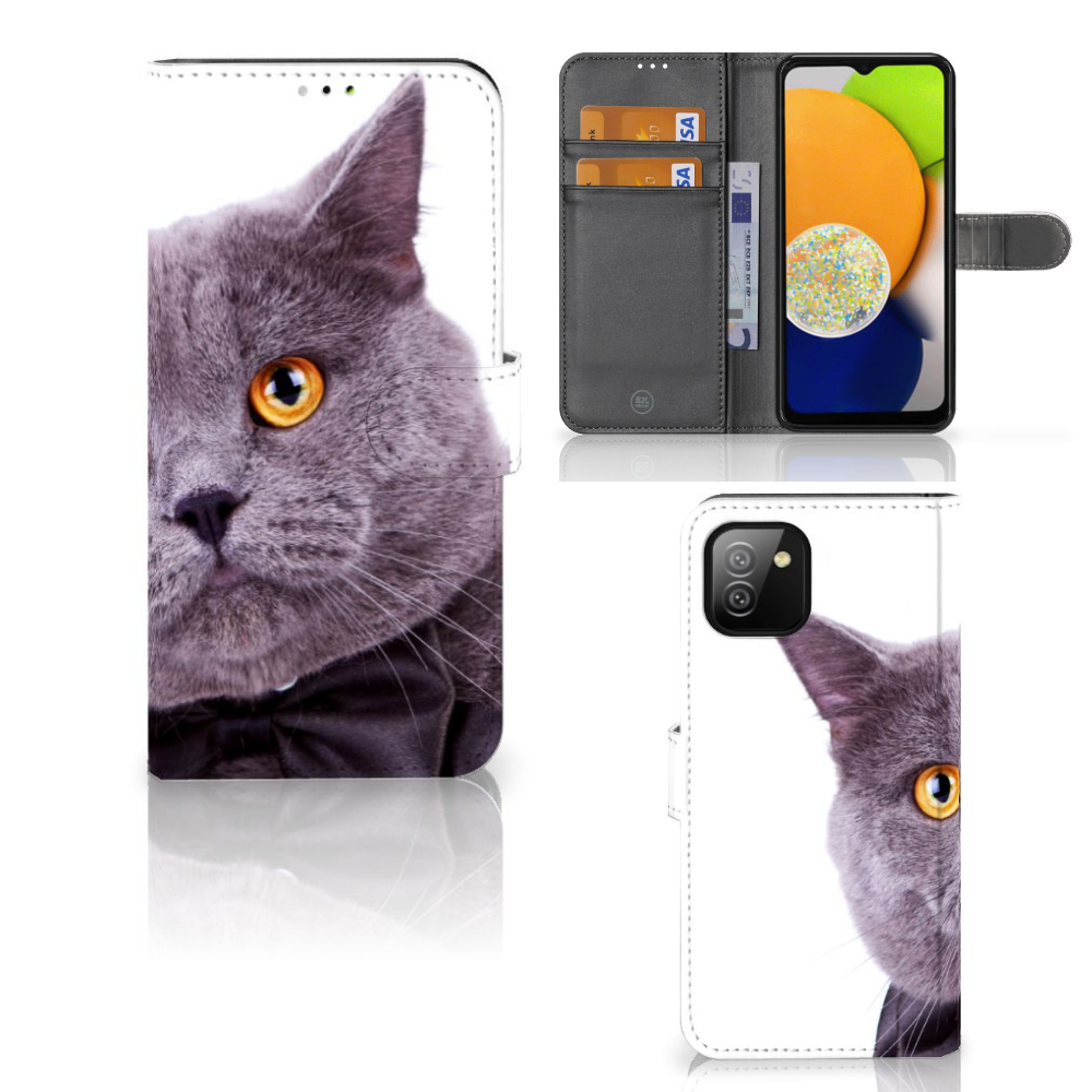 Samsung Galaxy A03 Telefoonhoesje met Pasjes Kat