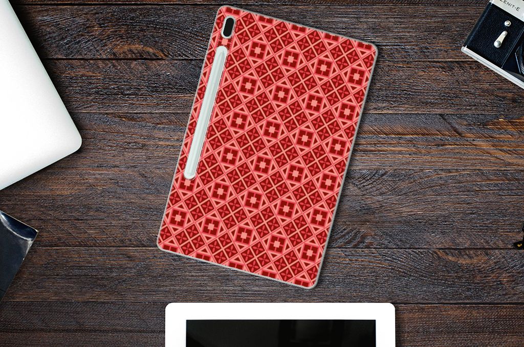 Samsung Galaxy Tab S7FE Hippe Hoes Batik Rood - B2C Telecom
