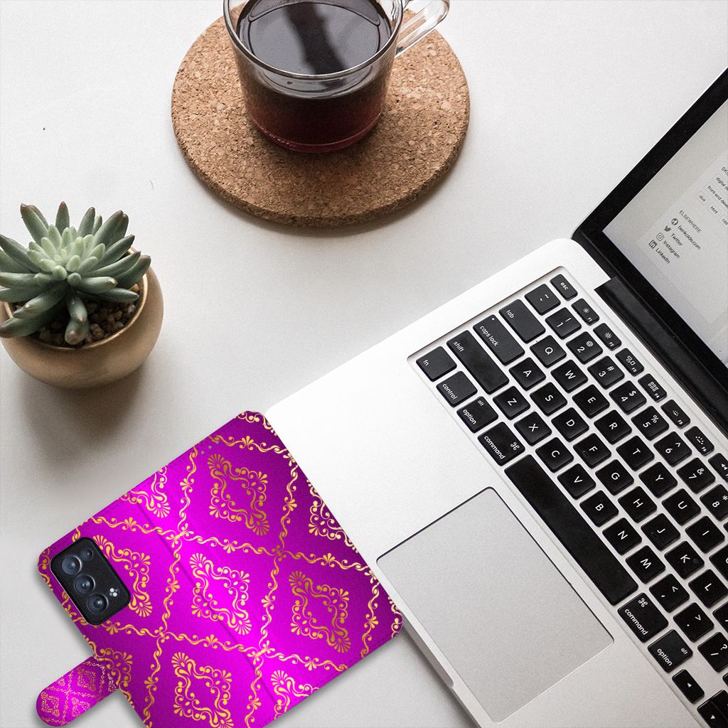 Wallet Case OPPO Reno 6 Pro Plus 5G Barok Roze