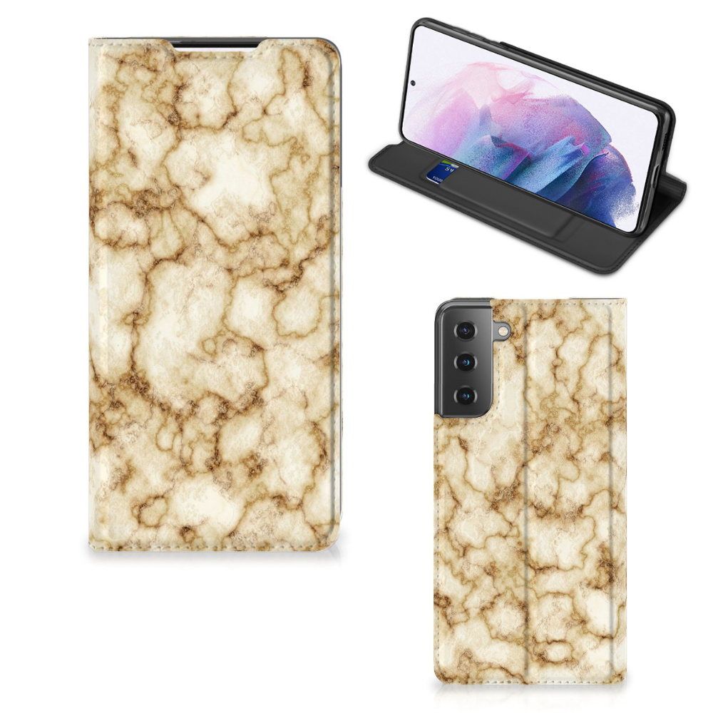Samsung Galaxy S21 Plus Standcase Marmer Goud - B2C Telecom