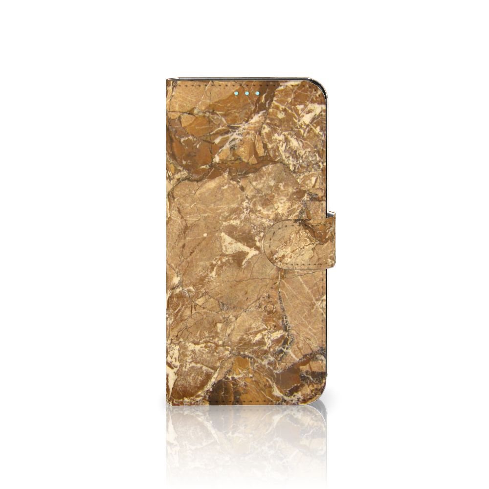 OPPO A76 | A96 Bookcase Marmer Creme met luxe marmerlook, TPU-siliconen en kunstleren bescherming voor jouw telefoon.