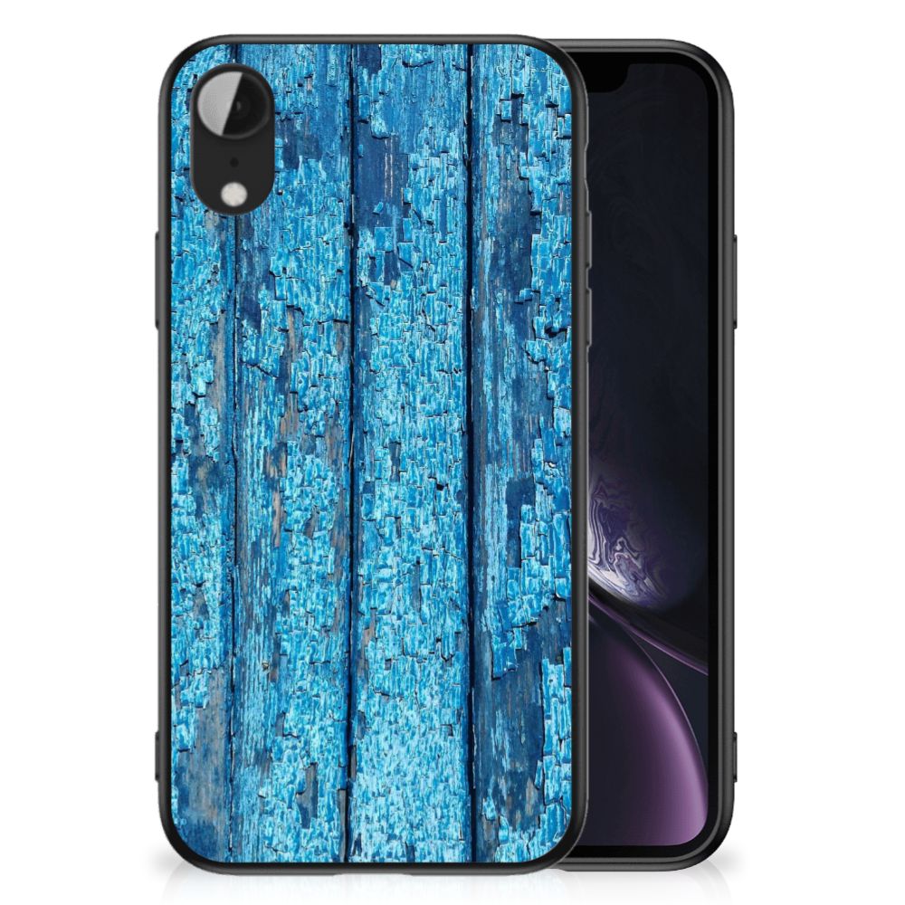 Apple iPhone XR Houten Print Telefoonhoesje Wood Blue