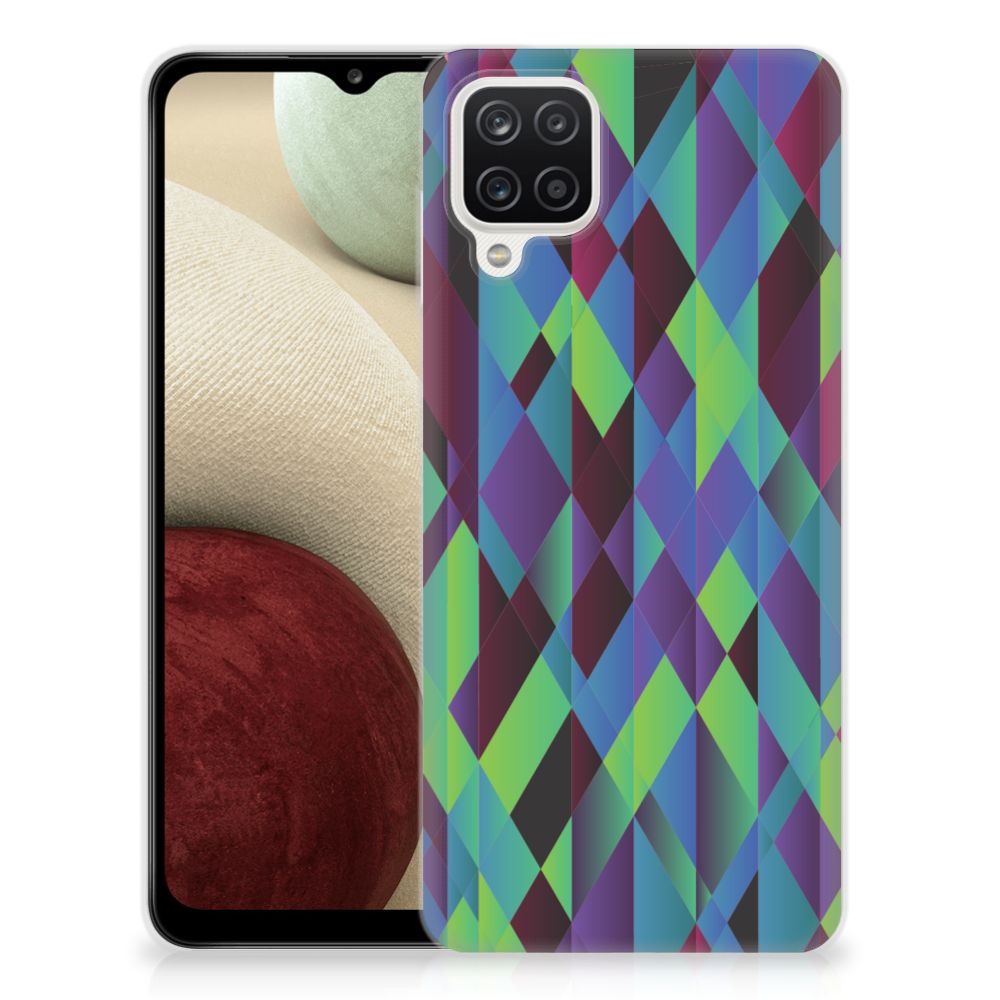 Samsung Galaxy A12 TPU Hoesje Abstract Green Blue