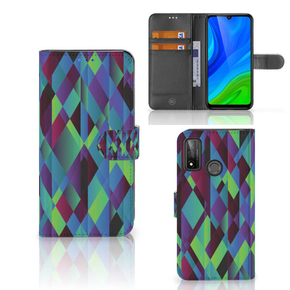 Huawei P Smart 2020 Book Case Abstract Green Blue