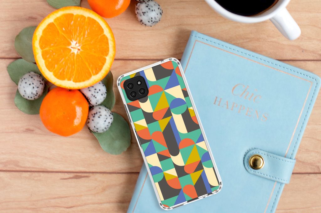 Samsung Galaxy A22 5G Doorzichtige Silicone Hoesje Funky Retro B2C Telecom