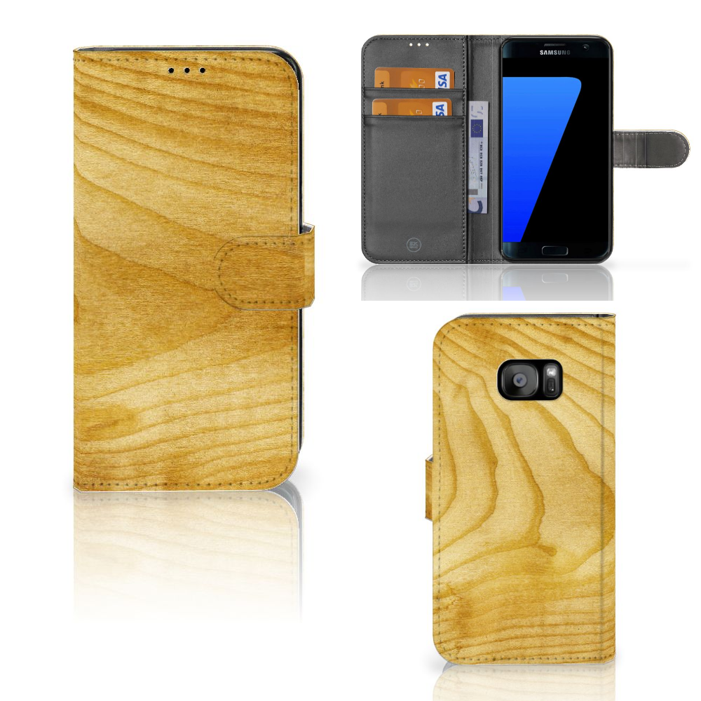 Samsung Galaxy S7 Edge Book Style Case Licht Hout