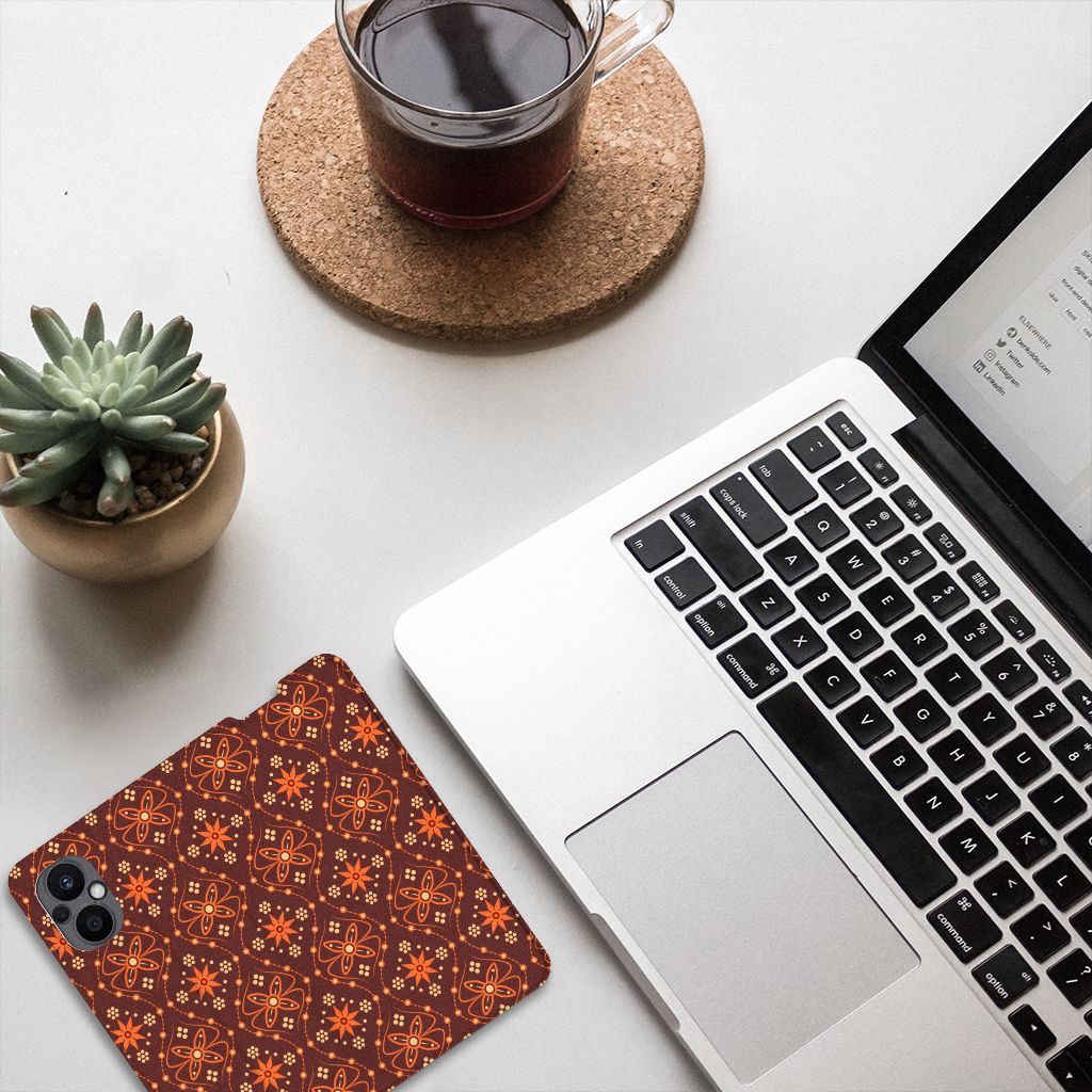 OPPO Reno8 Lite Hoesje met Magneet Batik Brown - B2C Telecom