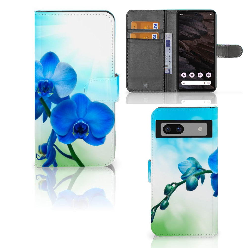 Google Pixel 7A Hoesje Orchidee Blauw - Cadeau voor je Moeder