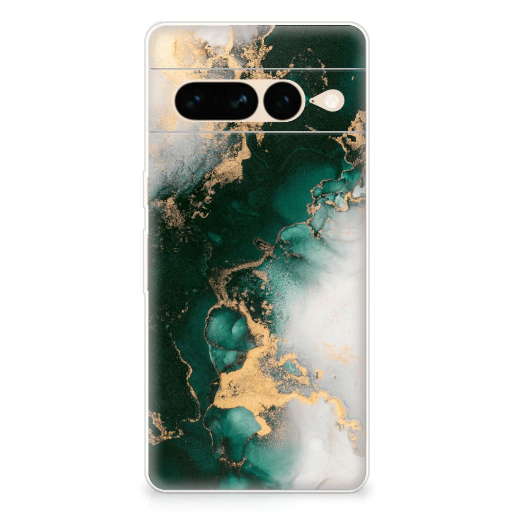 TPU Siliconen Hoesje voor Google Pixel 7 Pro Marmer Groen