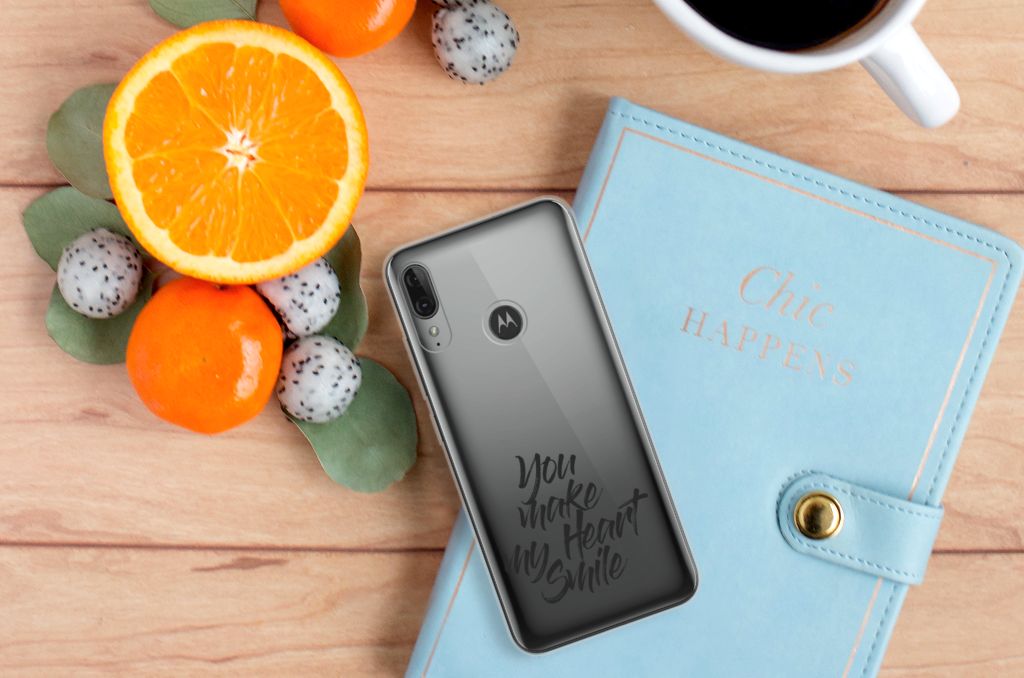 Motorola Moto E6 Plus Siliconen hoesje met naam Heart Smile