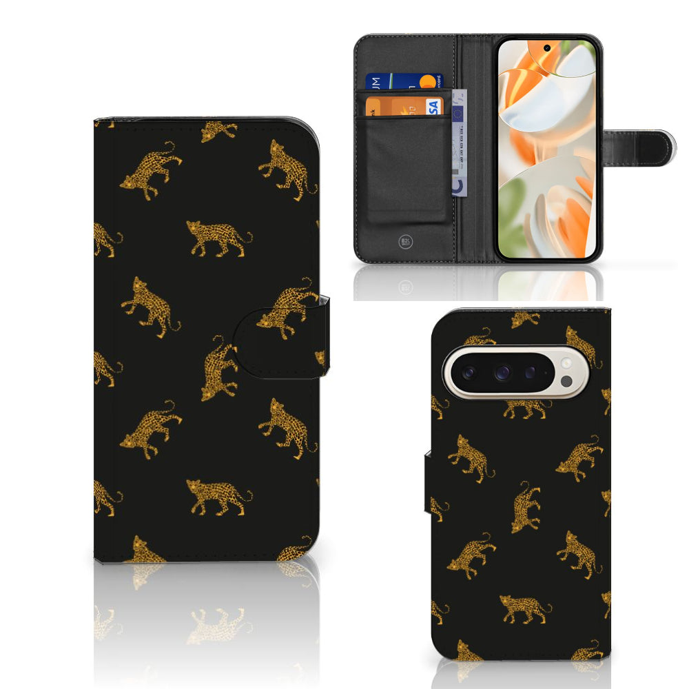 Telefoonhoesje met Pasjes voor Google Pixel 9 | 9 Pro Leopards
