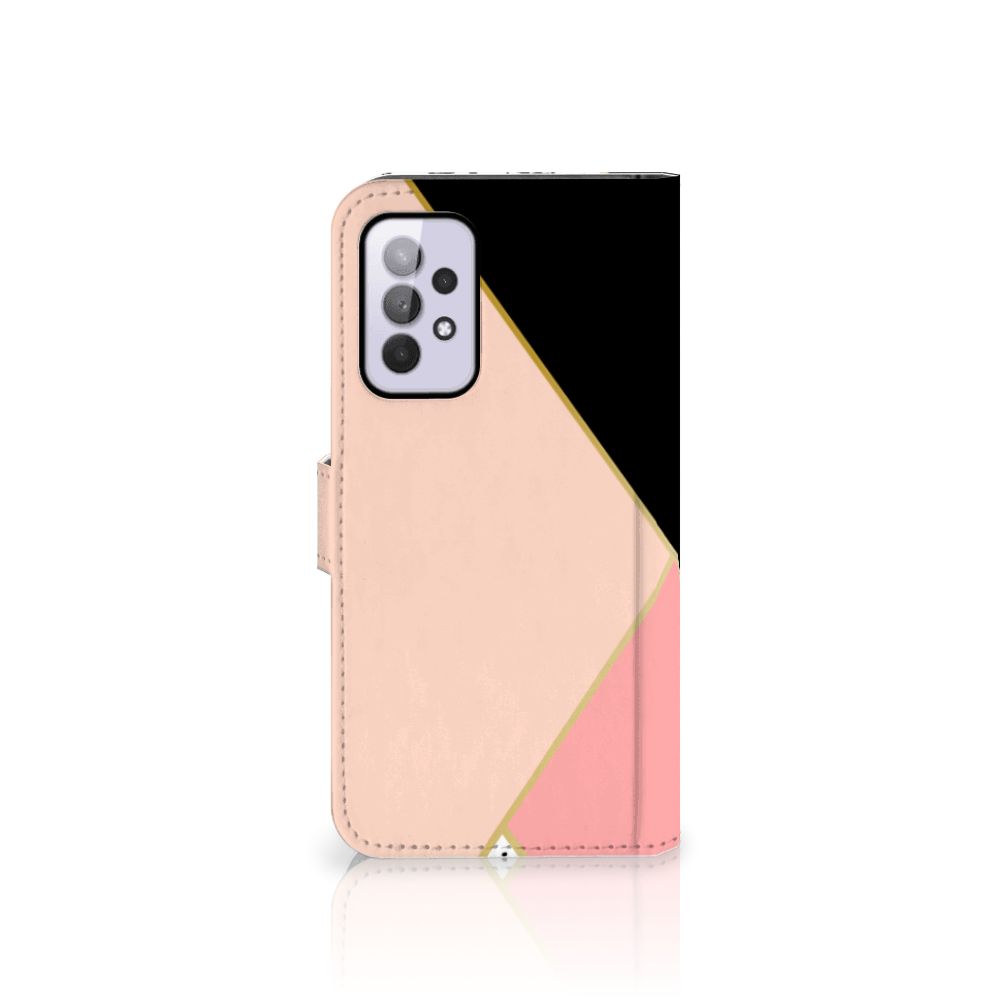 Samsung Galaxy A33 5G Book Case Zwart Roze Vormen