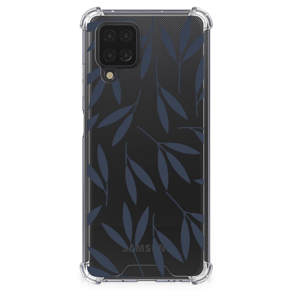 Samsung Galaxy A12 Case Leaves Blue