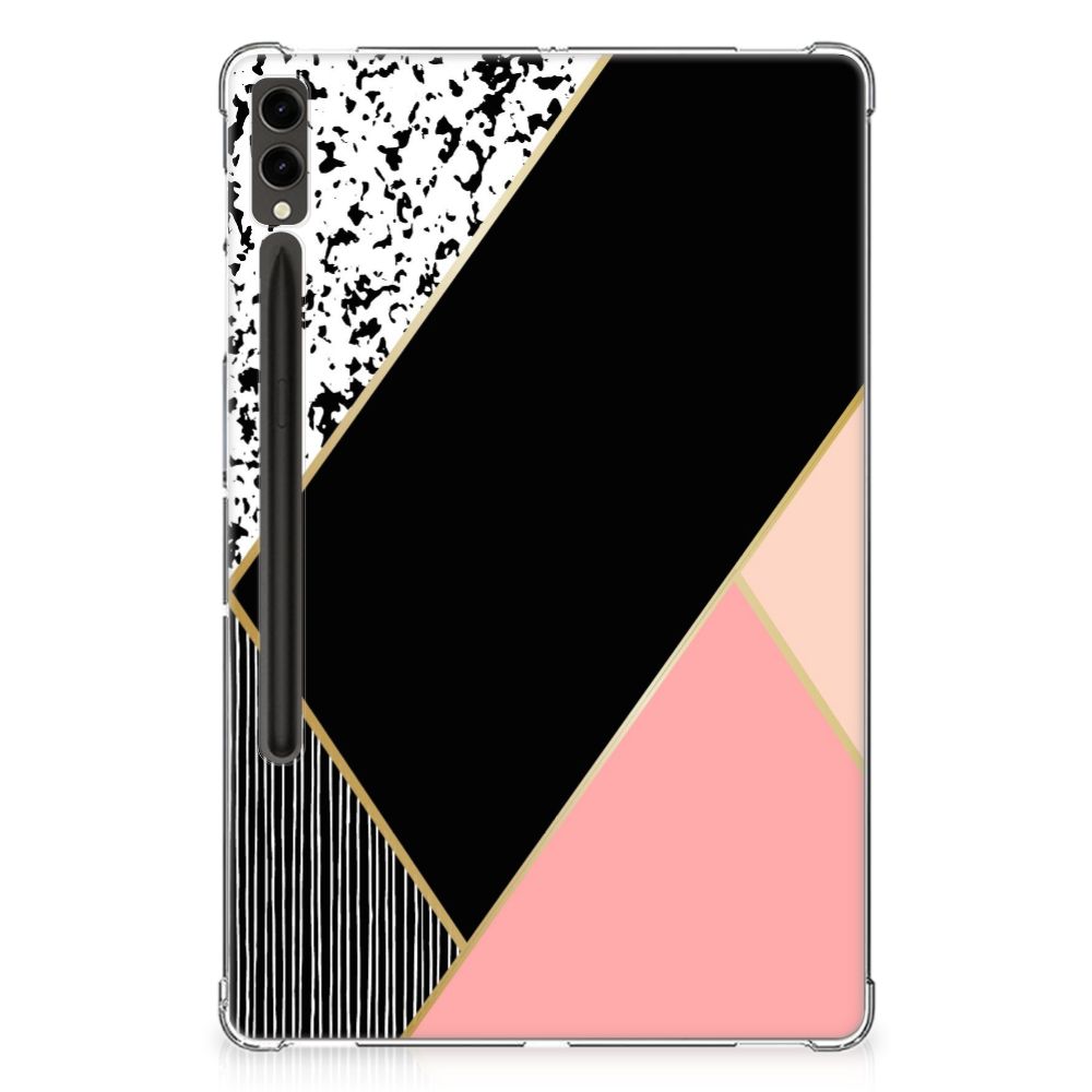 Samsung Galaxy Tab S9 Plus Back Cover Zwart Roze Vormen