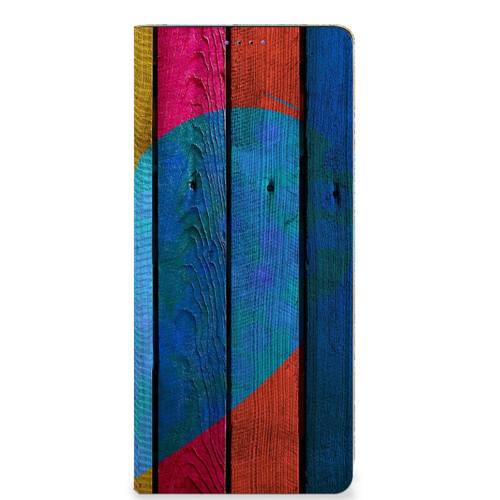 Samsung Galaxy A22 5G Book Wallet Case Wood Heart - Cadeau voor je Vriend - B2C Telecom