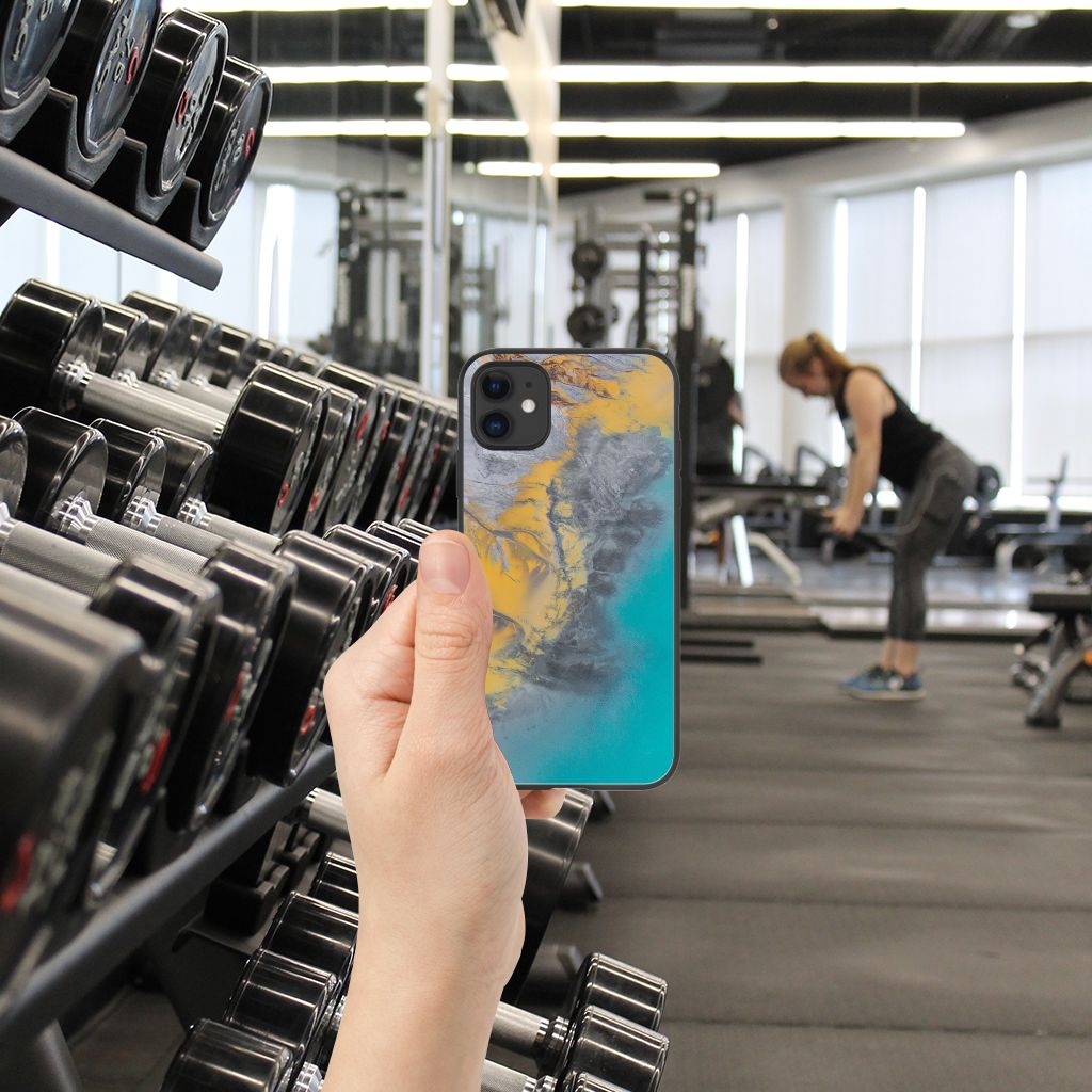 iPhone 11 Marmeren Print Telefoonhoesje Marble Blue Gold B2C Telecom