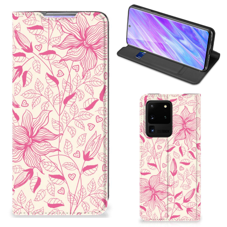 Samsung Galaxy S20 Ultra Smart Cover Pink Flowers - B2C Telecom