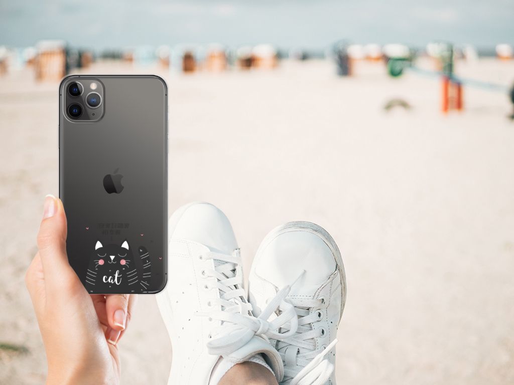Apple iPhone 11 Pro Max Telefoonhoesje met Naam Cat Good Day